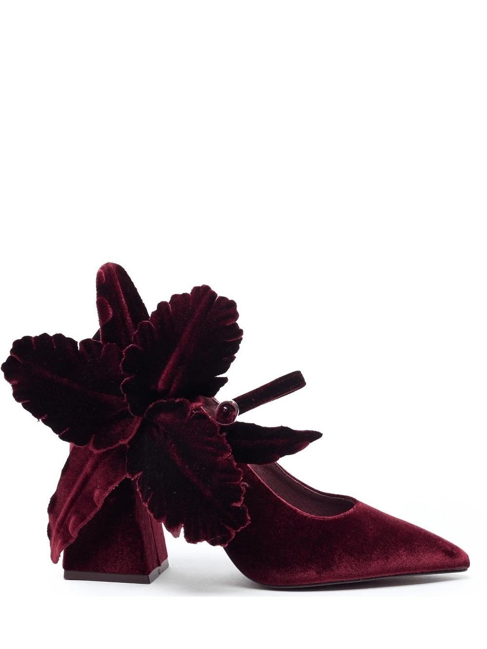 Cecelia Mislead Flower Velvet Mary Jane Pump Floral Accent Dark Cherry Wine NWOB